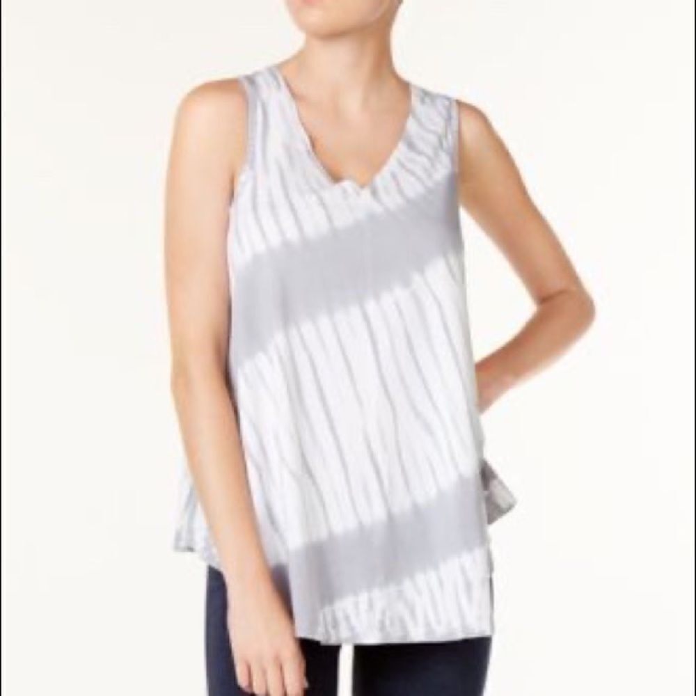 New CALVIN KLEIN Gray White Tie Dye Tank Top M
